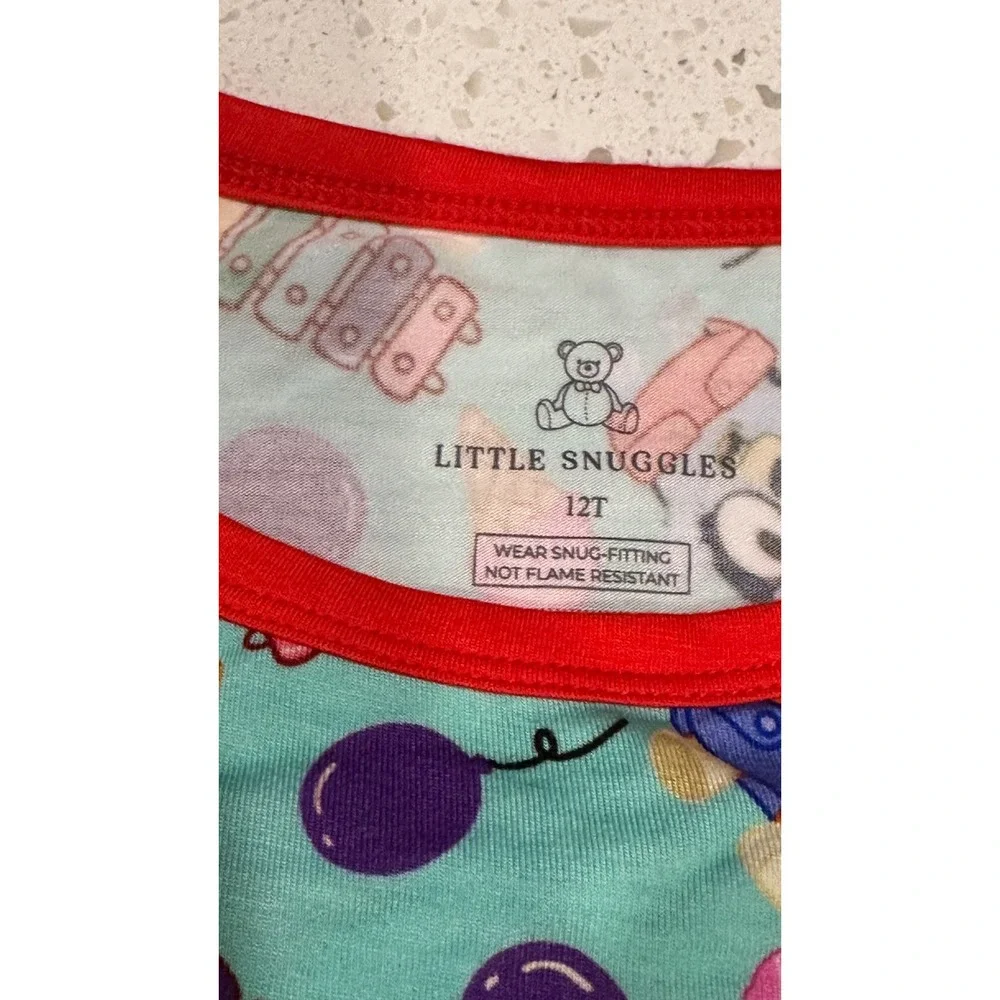 Little Snuggles Bluey Bingo Bamboo Pajama Set Teal Red 12T New